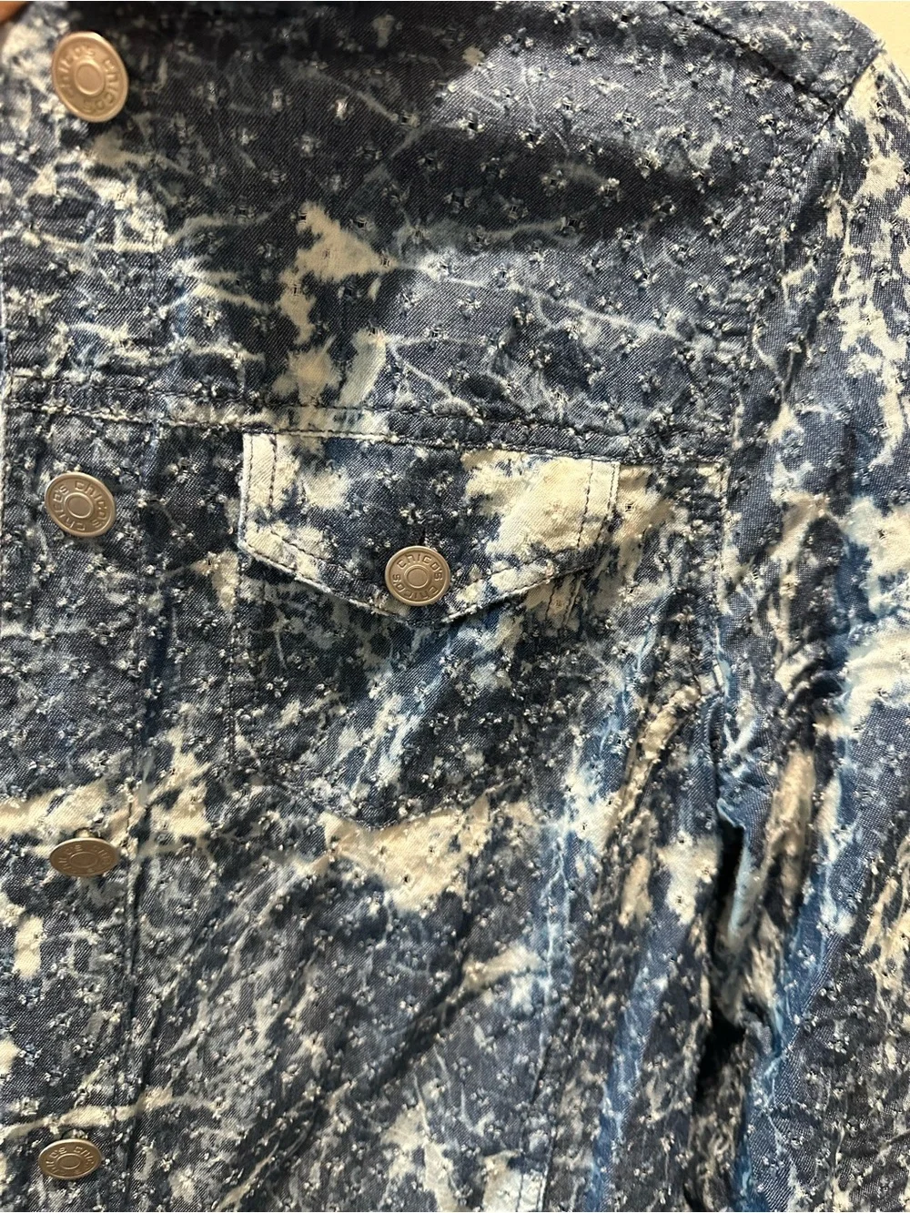 Chico's Blue Tie-Dye lightweight Denim Jacket
